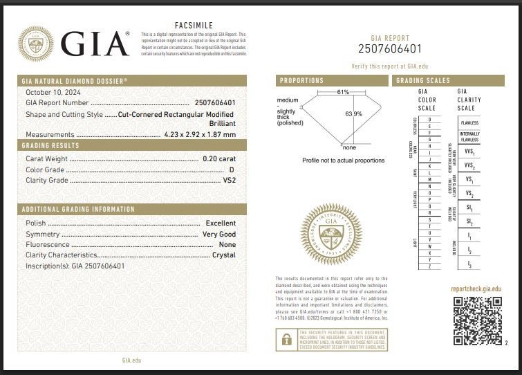 0.20 Ct GIA CERTIFIED Natural D/VS Diamond Loose Cut-Cornered Rectangular 4×2 mm