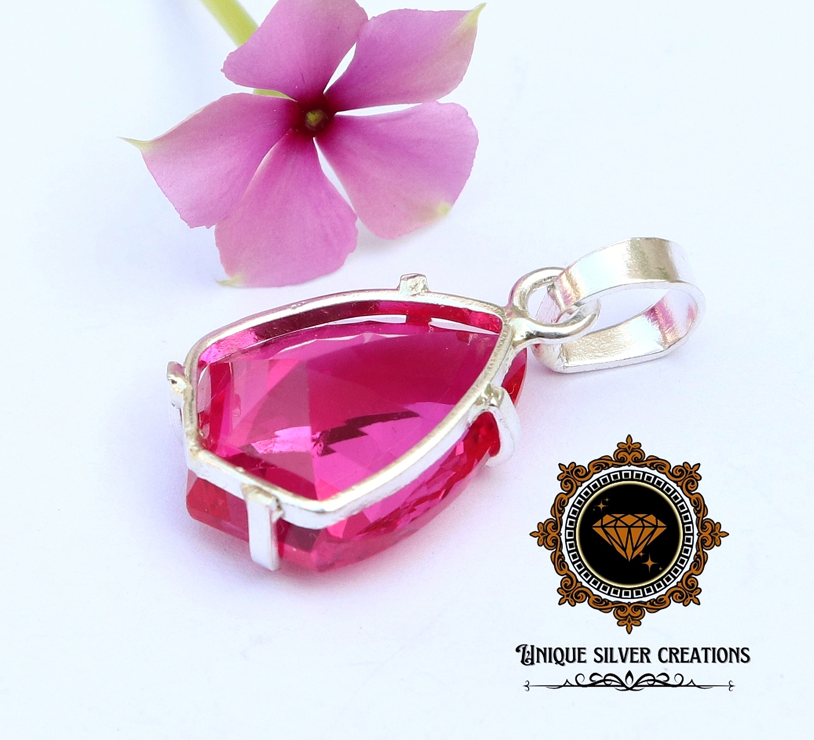 Natural Pink Ruby Solid 925 Sterling Silver Pendant Loose Gemstone 18.20 Ct