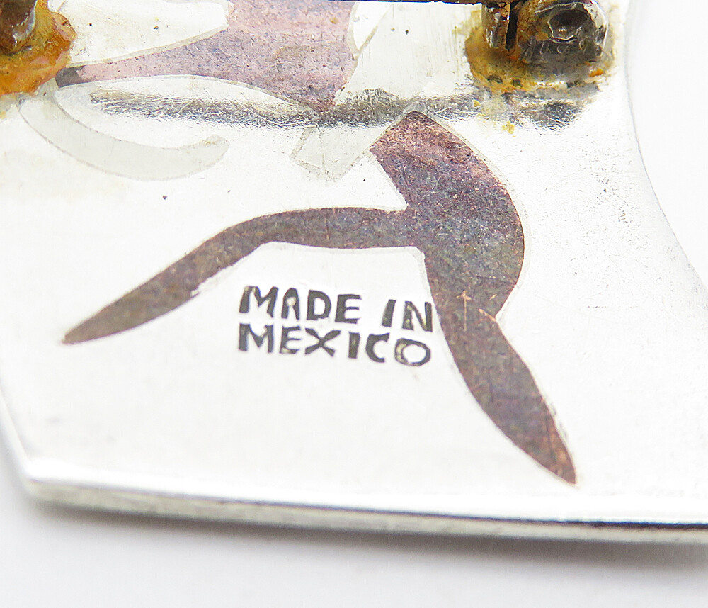 MEXICO 925 Sterling Silver Vintage 2 Tone Warrior Figure Brooch Pin BP2886