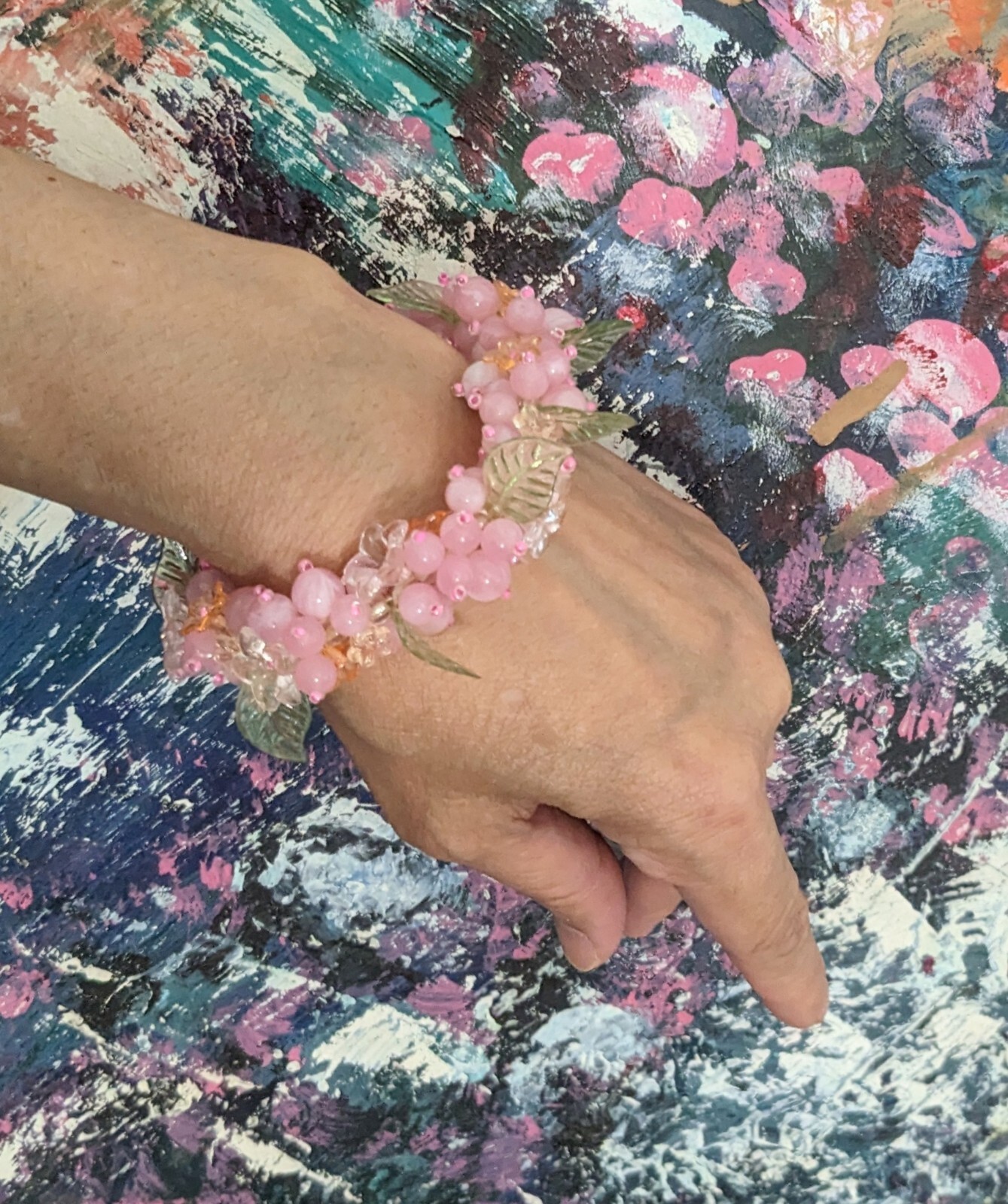 Floral Bracelet Stretch Wholesale Lot 6 Purple Pink Red Blue Flower Bracelets
