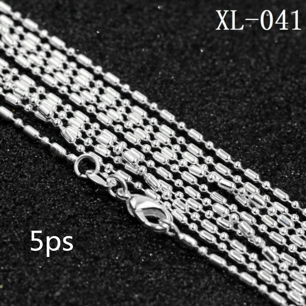 5pcs 925 Silver 16-30inch Necklace Bamboo Ball Chain Fashion Clavicle Jewelry