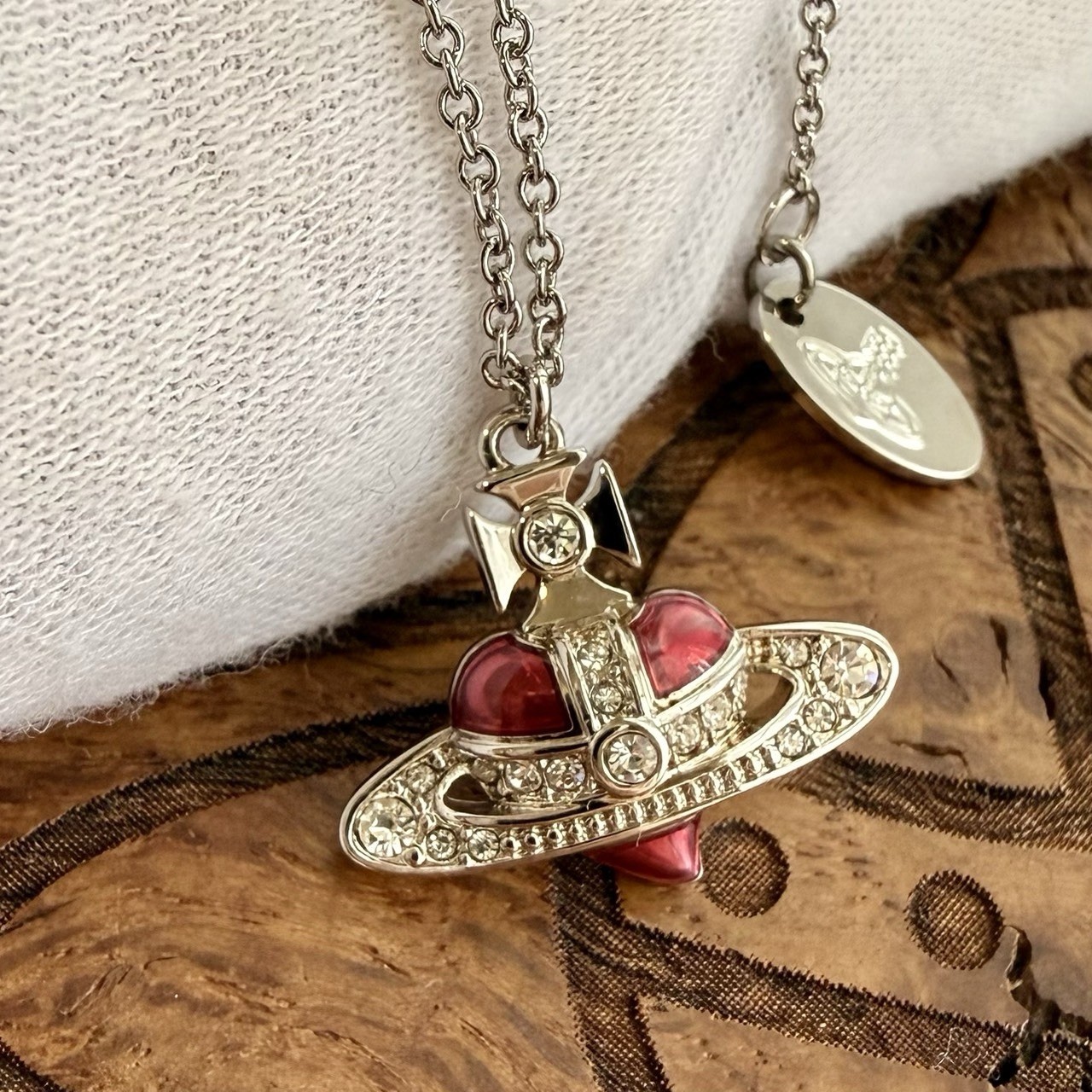 Vivienne Westwood Diamante Heart Necklace Excellent Condition Authentic