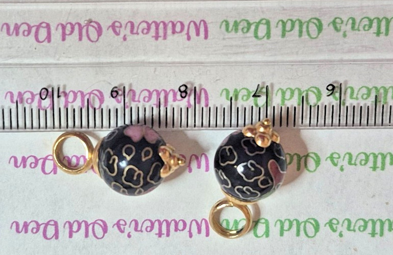 Vintage 14K Gold Cloisonné Charms – Blue Floral For Drop Earrings-Necklace-other