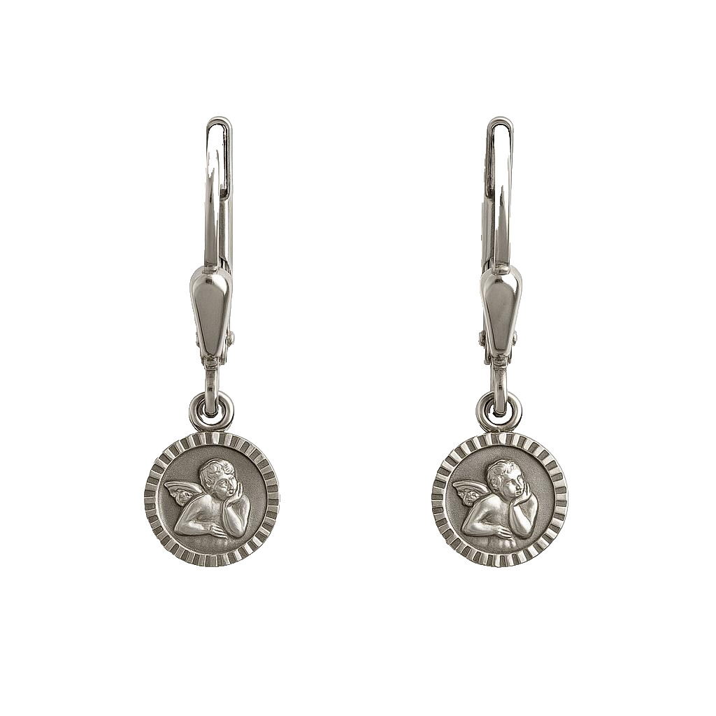 Silver 925 ladies children earrings earring drop earrings “thoughtful angel” in round