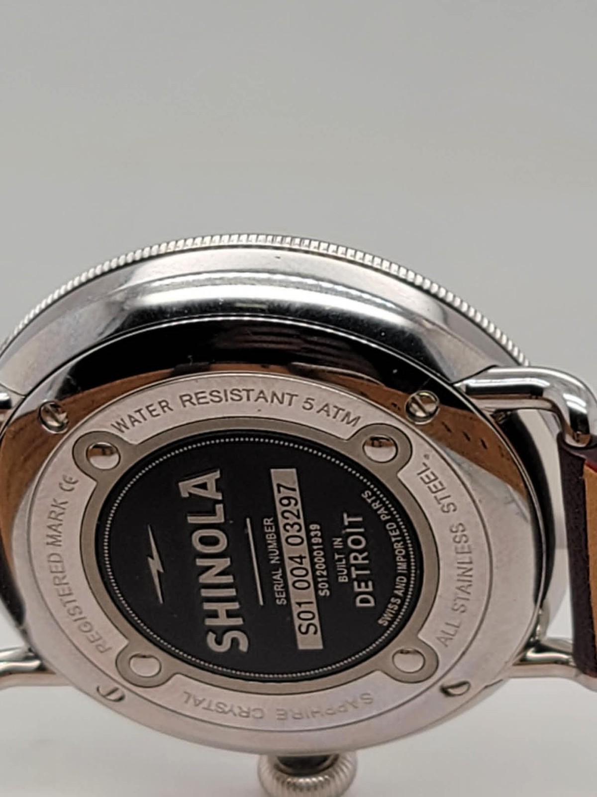 Shinola Runwell 43mm S0100403297 Argonite-715 Black Dial Brown Leather Watch