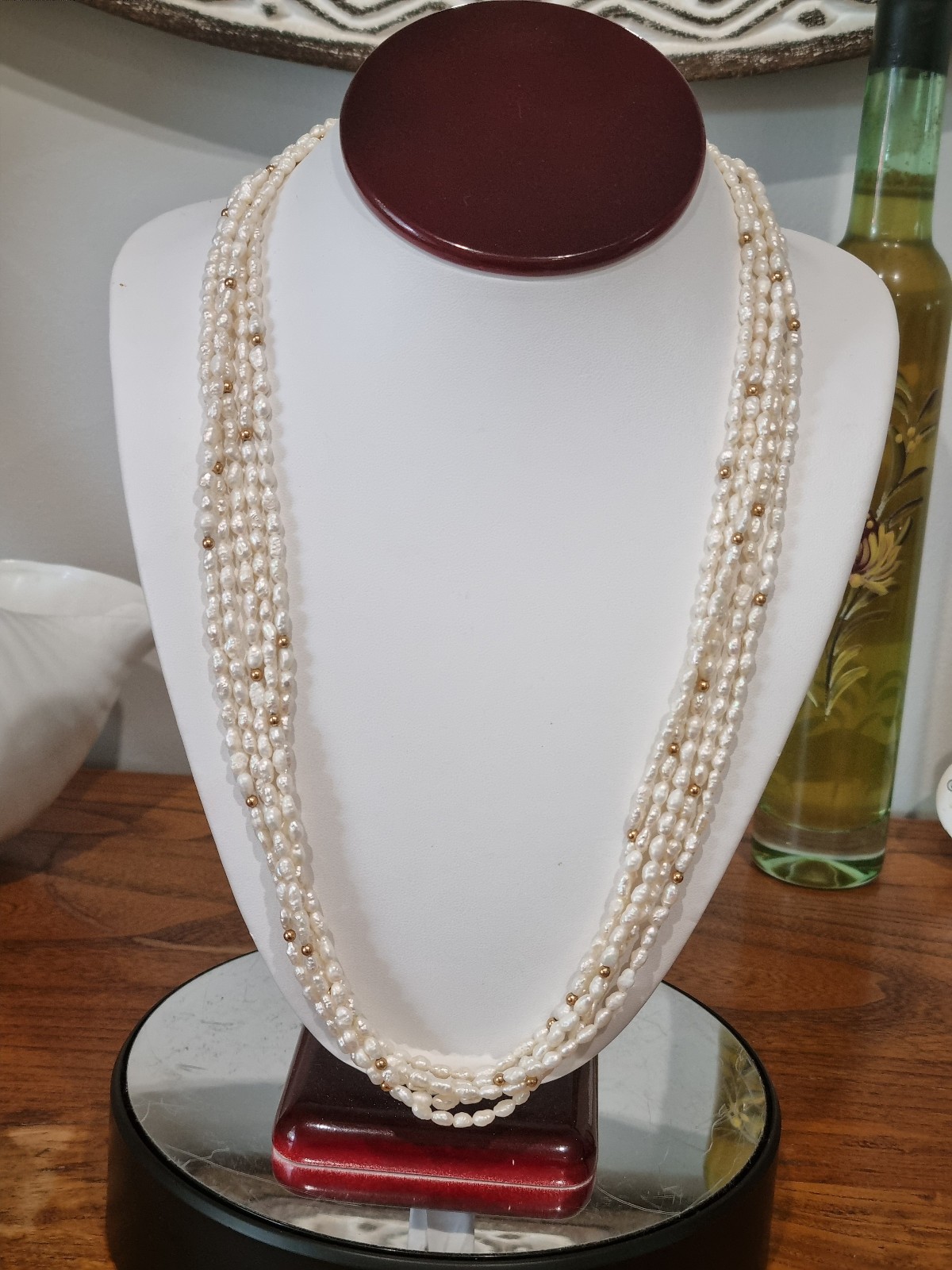 Vintage c1980s 14k Gold Cultured Pearl gold bead Torsade Necklace See video