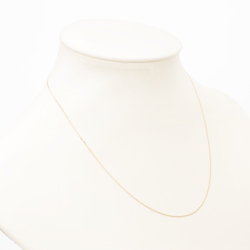 18K Solid Yellow Gold 0.8mm Slim 2-Sided Curb Link Chain Necklace 16.5″ MIJapan