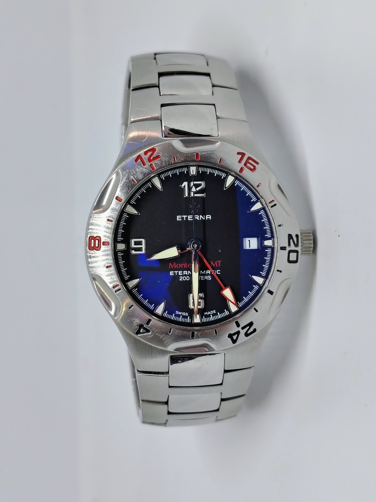 Eterna Monterrey GMT Automatic Watch Model 1612.41 Stailess Steel 200M