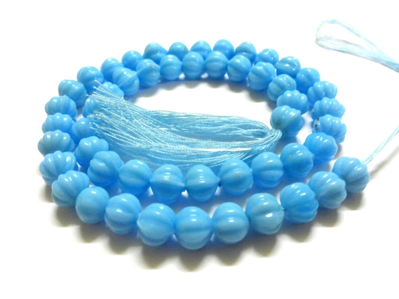 Turquoise Muskmelon Pumpkin Carved 6-7mm Loose Beads 10″inch 1 Strand