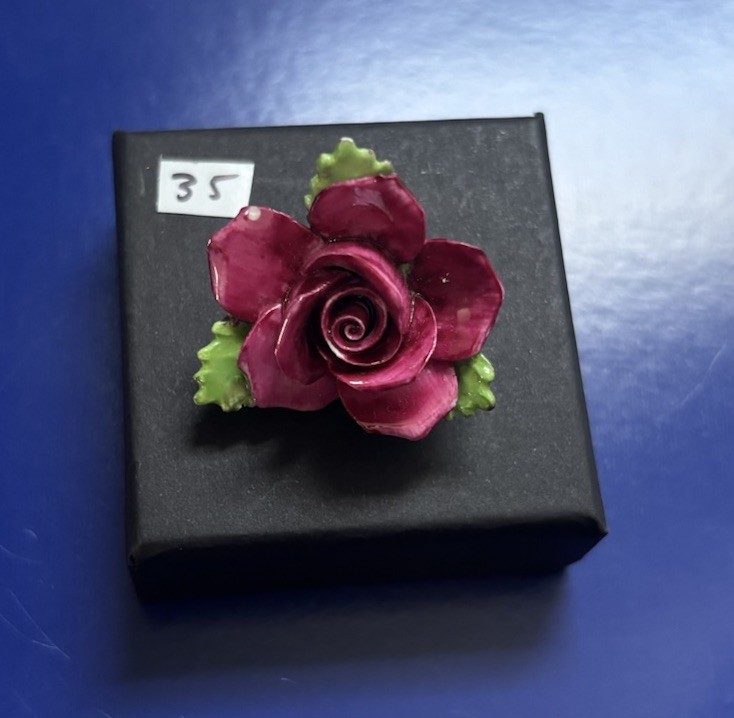 Vintage Porcelain Brooch with Floral Design Bone China, Made in England