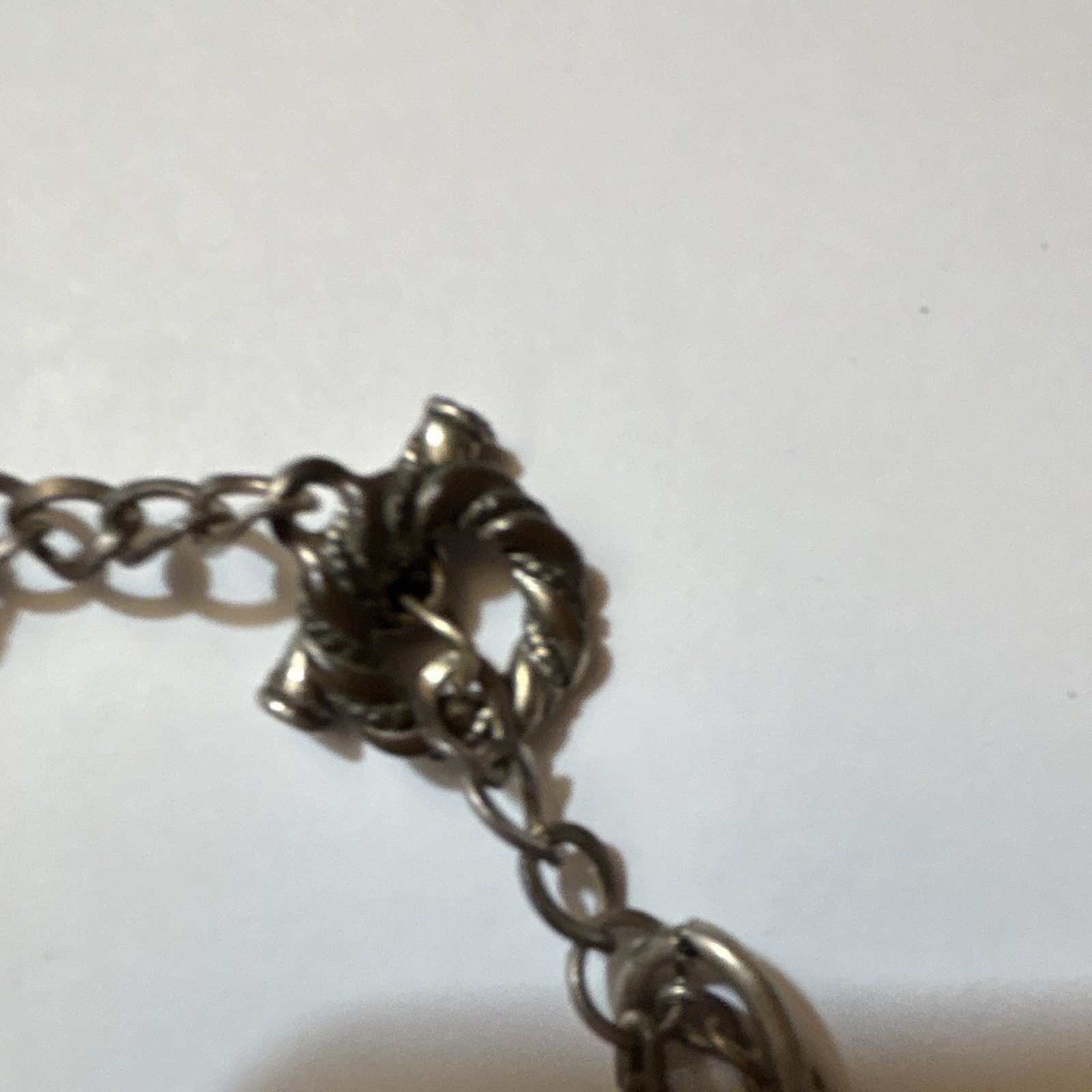 Silver Tone Multi-Chain Rope Link Bracelet, White Round Pearl Dangles, Lobster