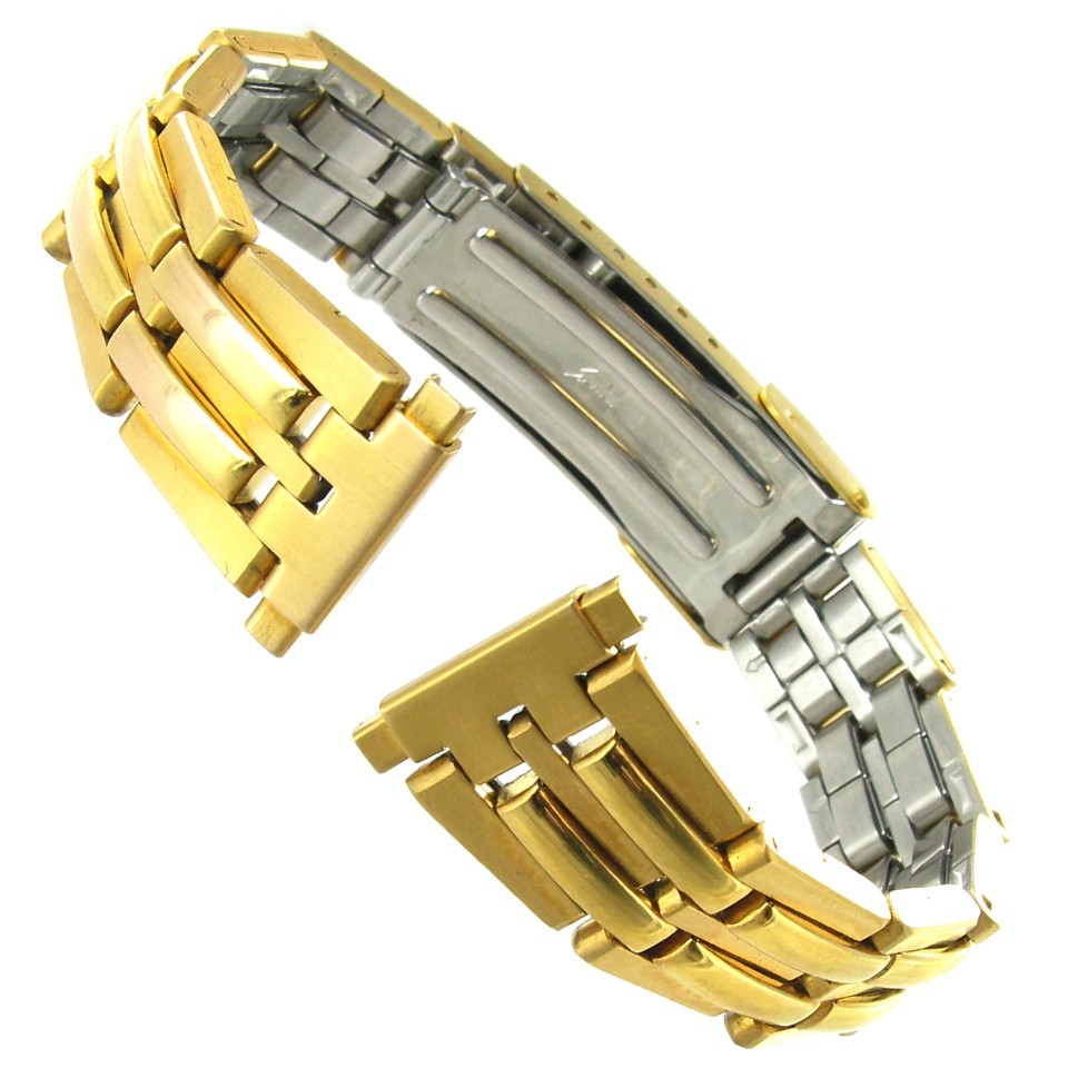 12-16mm Speidel Gold Tone Stainless Steel Fold Over Deployment Buckle Watch Band