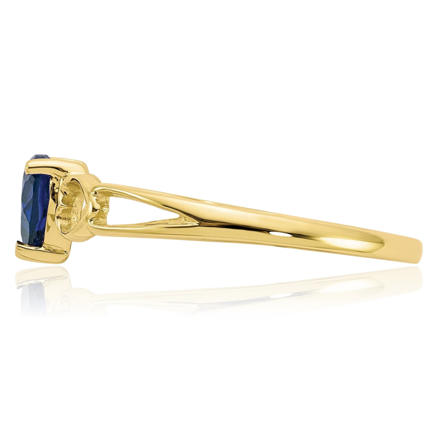 10K Solid Yellow Gold 0.57 ct Blue Sapphire Solitaire Promise Ring Heart Cut,