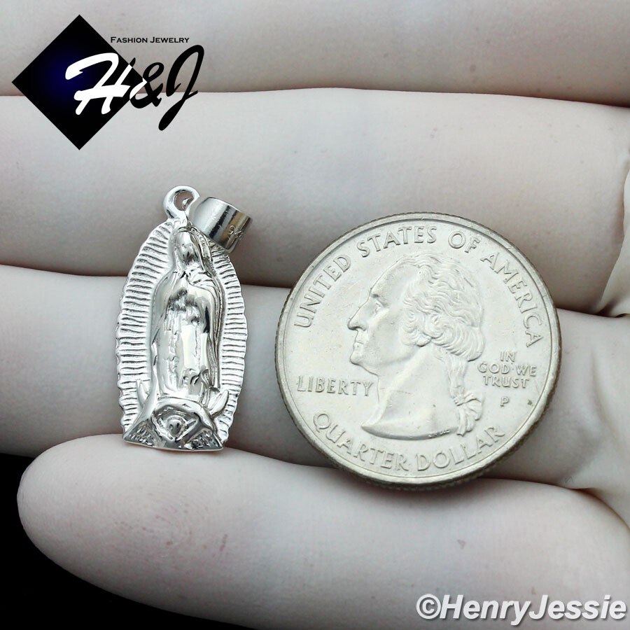 MEN WOMEN 925 STERLING SILVER SIMPLE PLAIN SILVER VIRGIN MARY CHARM PENDANT*S339