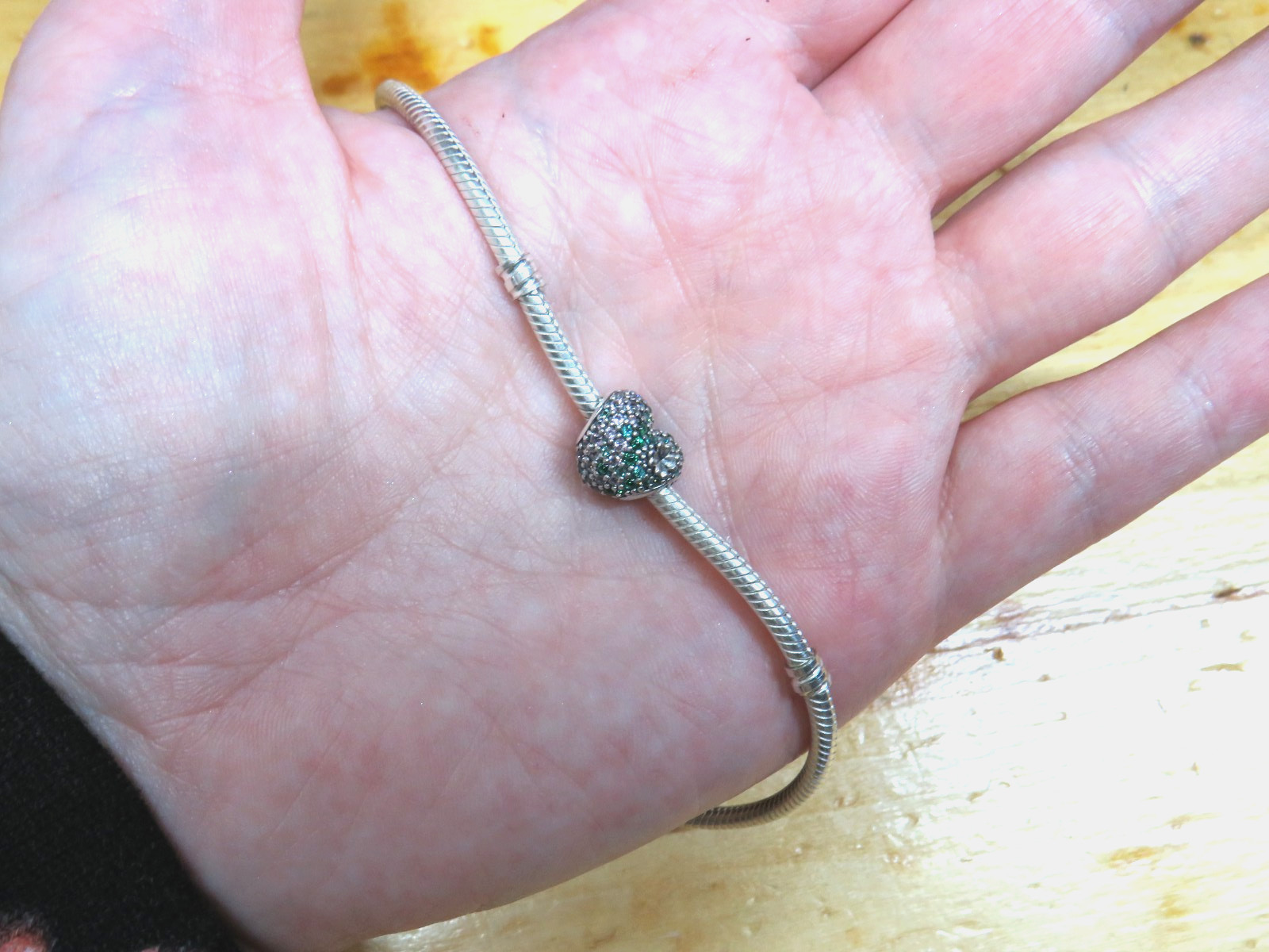 Pandora Gleaming Clover Heart Charm Bead 🍀💚 Retired Authentic green lavander