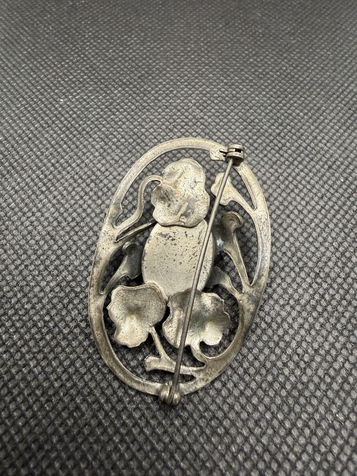 Vtg Art Nouveau 800 Silver Oval Cabochon Butterscotch Egg Yolk Amber Brooch Test