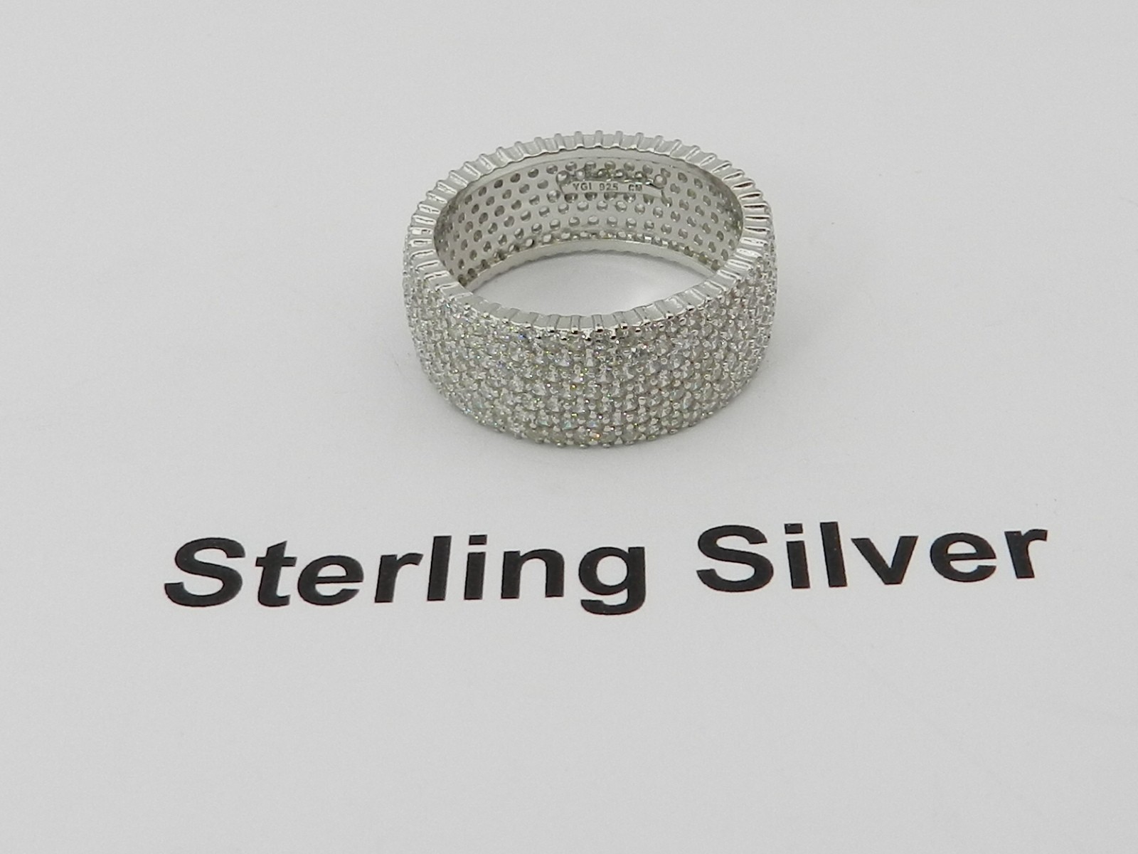 Macy’s White Cubic Zirconia Micropave Multi Row Eternity Band Sterling Silver, 8