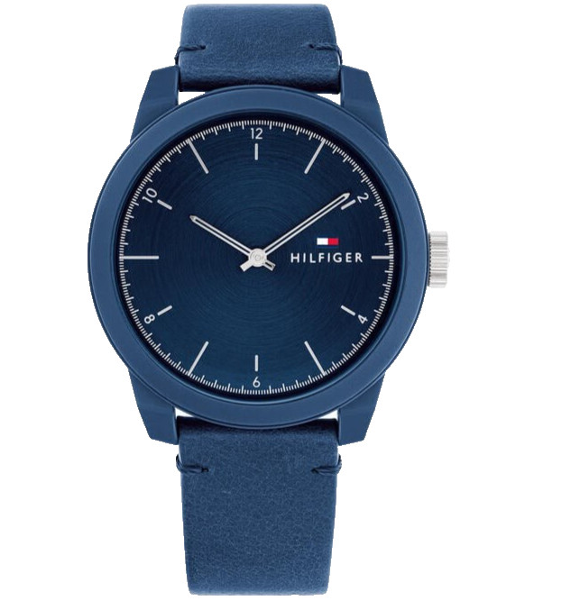 TOMMY HILFIGER 1710543 NAVY BLUE DIAL NAVY BLUE LEATHER STRAP 42MM MENS WATCH