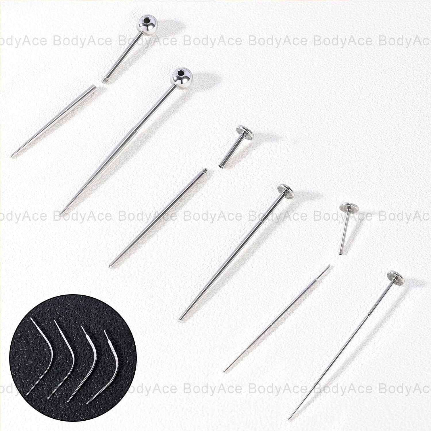 14G 16G 18G 20G Piercing Taper, Stainless Steel Threadless Insertion Pin Screw o