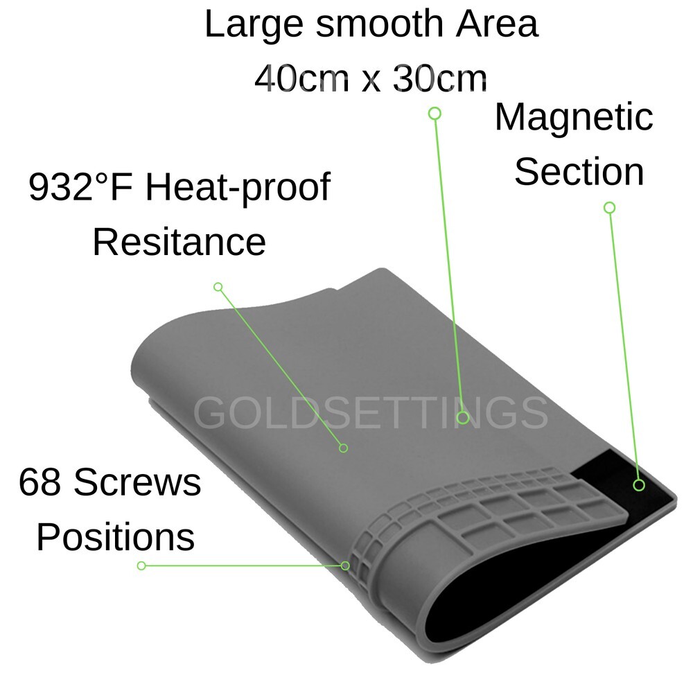 Watchmaker’s Rubber Bench Magnetic Mat Anti-Slip Jewelry Watch Repair Tools Gray