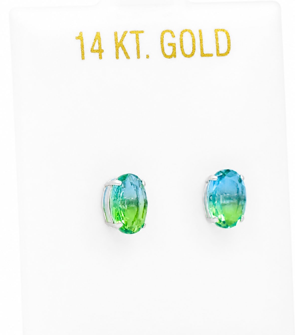 GENUINE 1.82 Cts GREEN FLUORITE STUD EARRINGS 14K GOLD – Free Appraisal Service