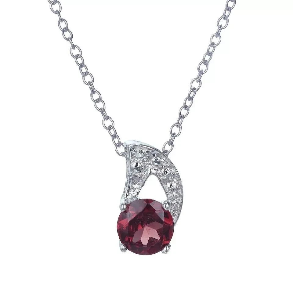 Teardrop Women’s Pendant 1.66Ct Round Lab-created Garnet 14K White Gold Plated