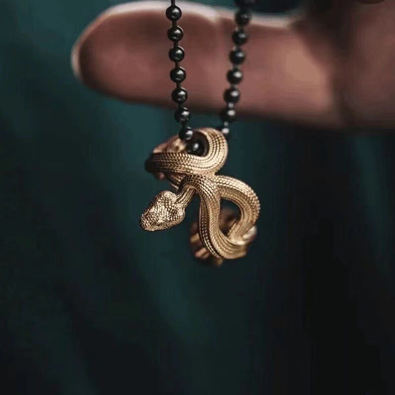 Pure brass snake ring Personalized hip-hop niche jewelry Fashion unique design
