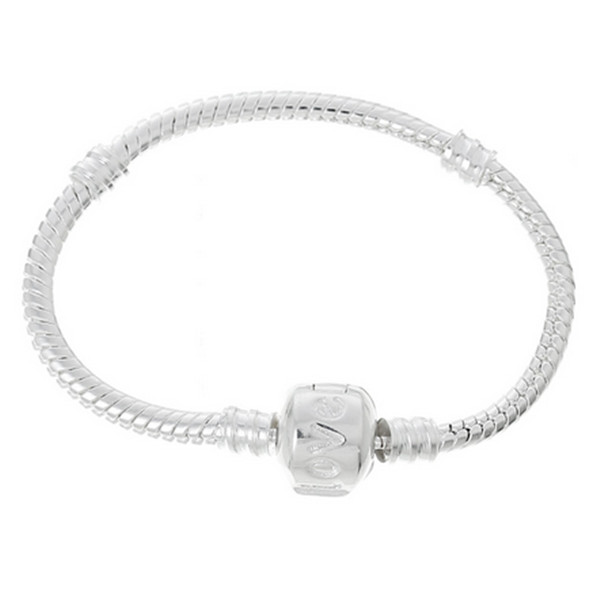 18cm-21cm Silver Plated Snake Chain Link Bracelet Fit European Charm Bracelet
