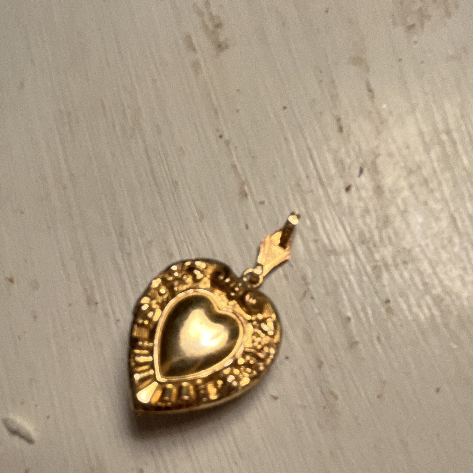 Gold Tone Heart Photo Locket Pendant Blue Round Crystal Rhinestones Love Theme