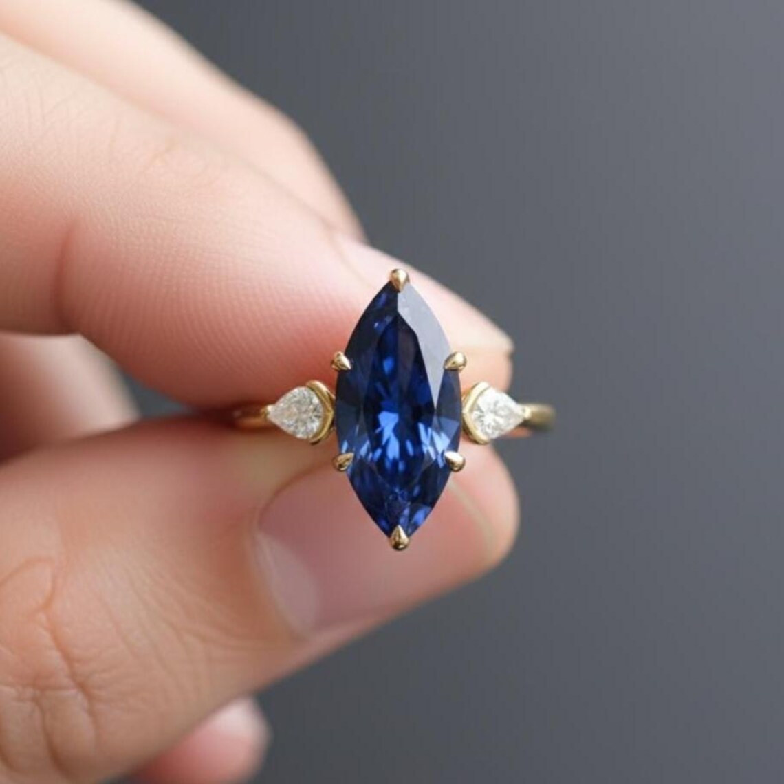 Lab Created Blue Topaz Ring, Base Metal: Brass Finish: Gold Plated, Gift