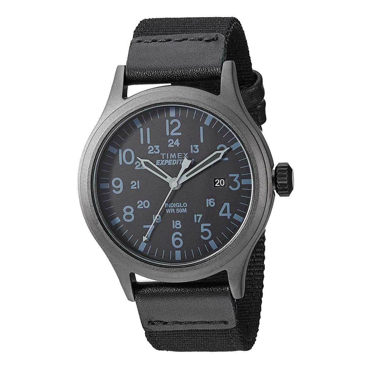 Timex TW4B14200, Men’s “Expedition” Black Fabric Watch, Scout, Indiglo, Date,NEW