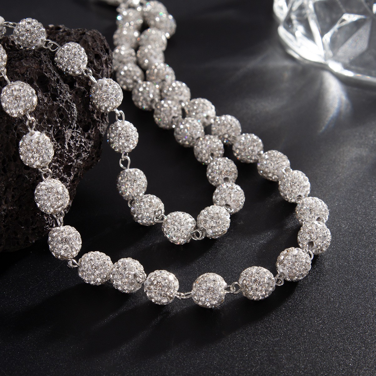 Round Chain Cubic Zirconia Bead Waist Chain Stainless Hip-hop Jeans Accessory