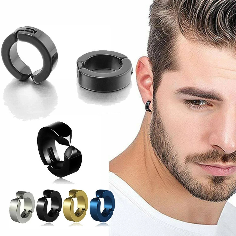 Stainless Steel Stud Earrings Magnetic Ear Plugs Non-Piercing Clip On Men Women