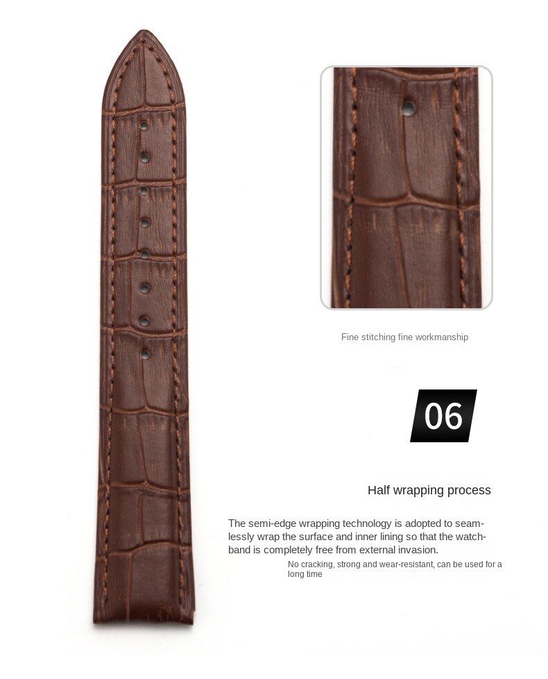 Leather watch with calfskin watch with pin buckle in various colors 10-24mm