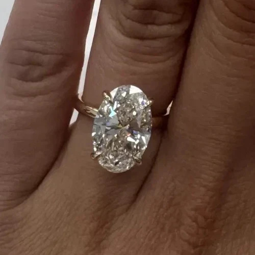 4 CT IGI Oval VS1 Lab Grown Diamond Engagement Gift Women Ring 14K Yellow Gold