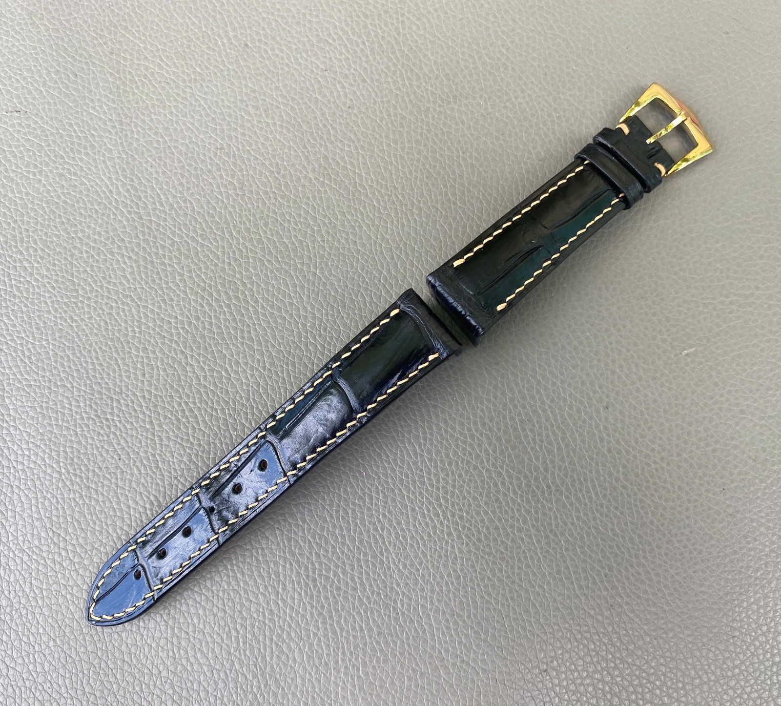 Custom Open Ended Black Genuine leather Strap size 12 13 14 15 16 17 18 19…26