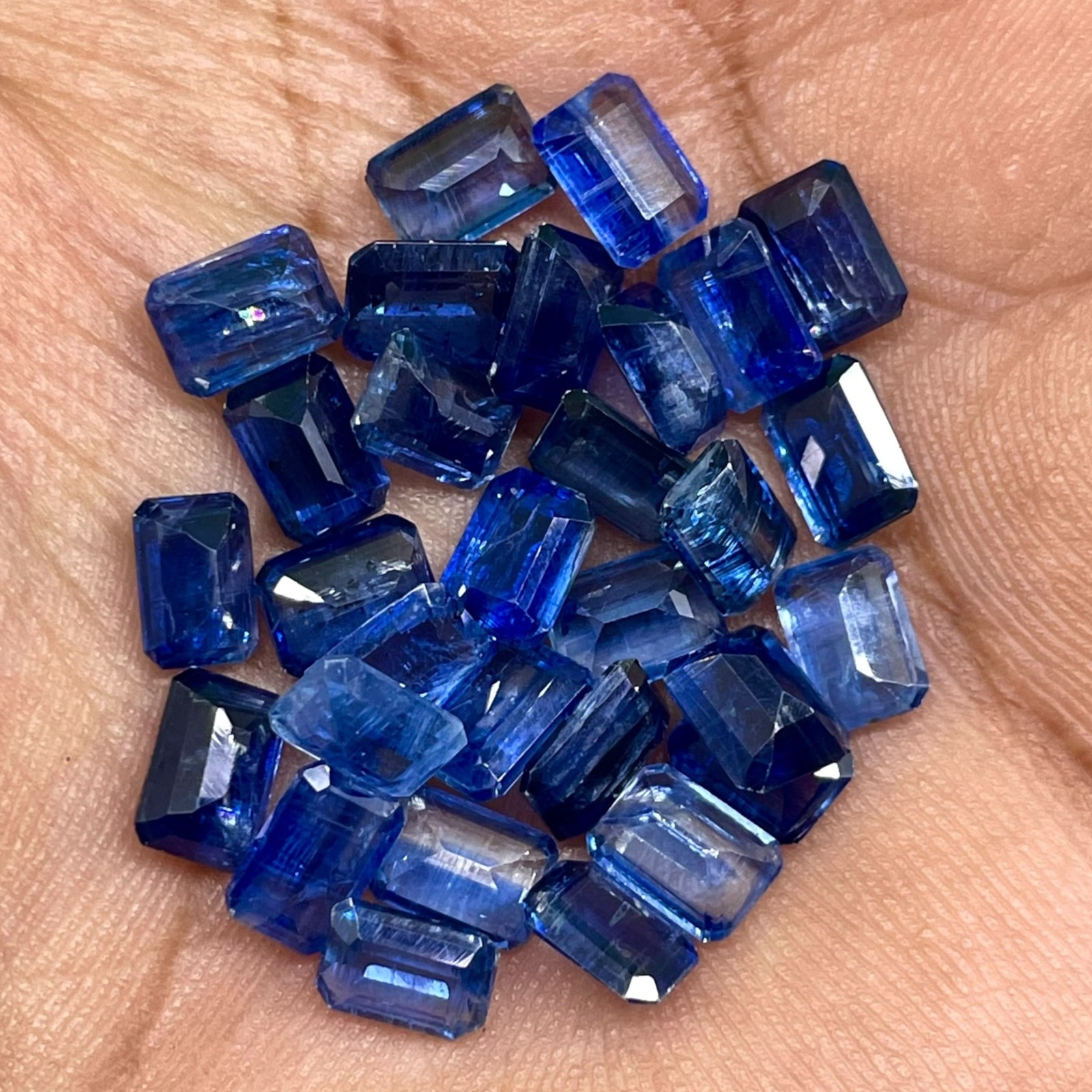 6 Pcs Natural Kyanite Blue 7x5mm Octagon Cut Untreated Loose Gemstone Lot 7 Cts
