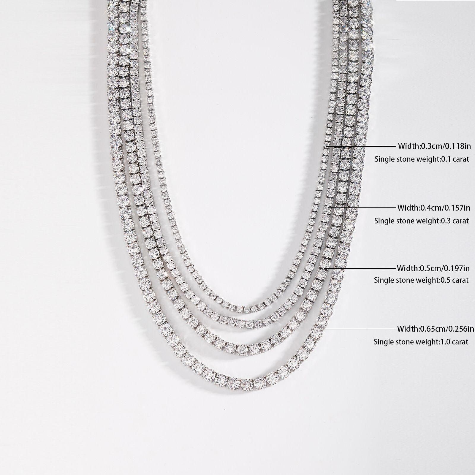 Hot Fashion 3-6.5mm VVS MOISSANITE 925 Silver Tennis Chain Necklace Pass Tester