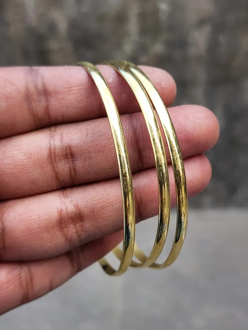 100% Pure Brass Bangles Set of 3 Handmade Bangles Set For Women All Size SR687