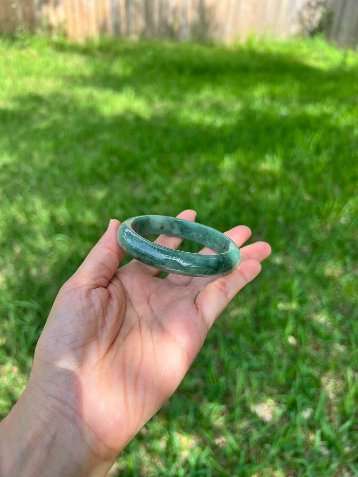 Full Rich Green 100% Natural Grade A Jadeite Jade Bangle Bracelet 57.8mm H186