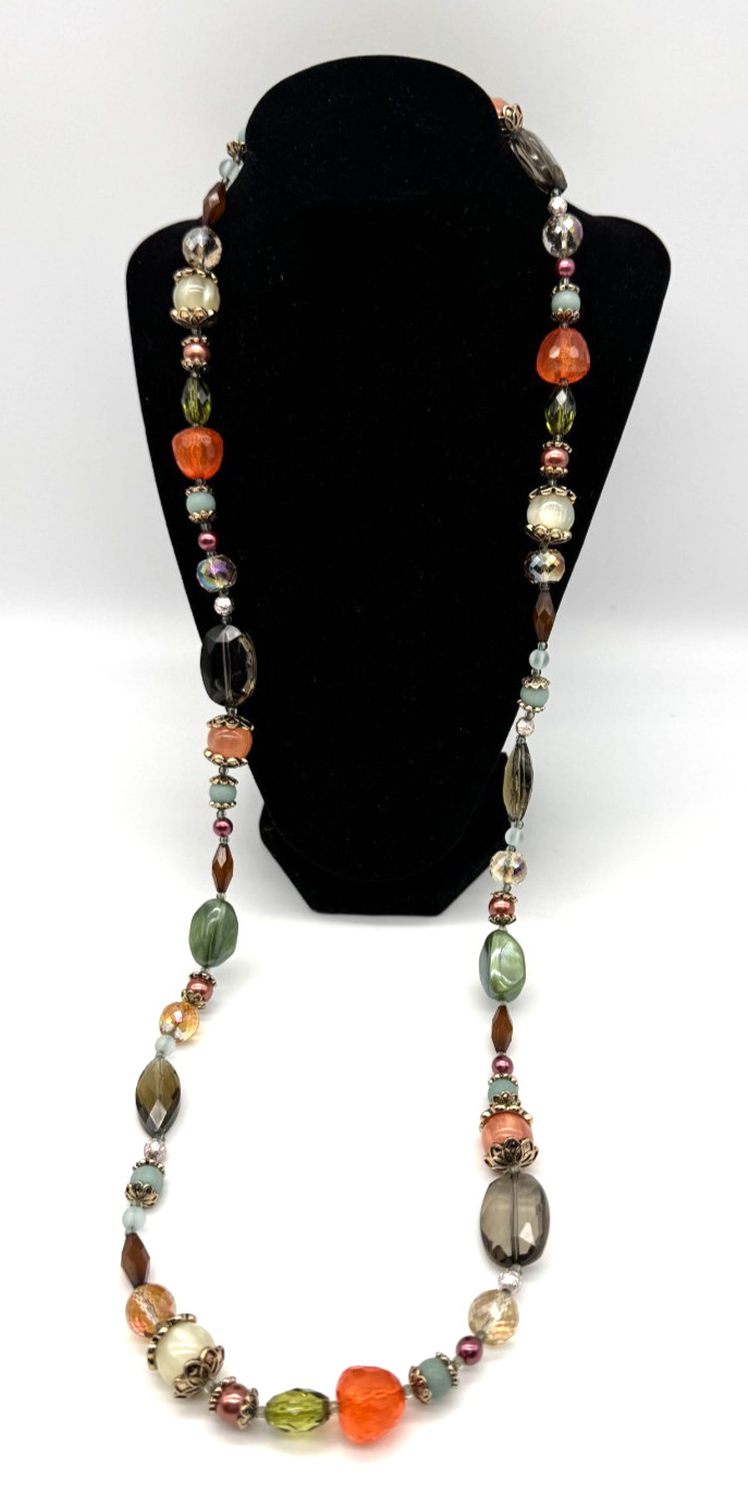 Premier Designs Necklace 36″- 40″ “Shades of Chic” Autumn Colors Original Box
