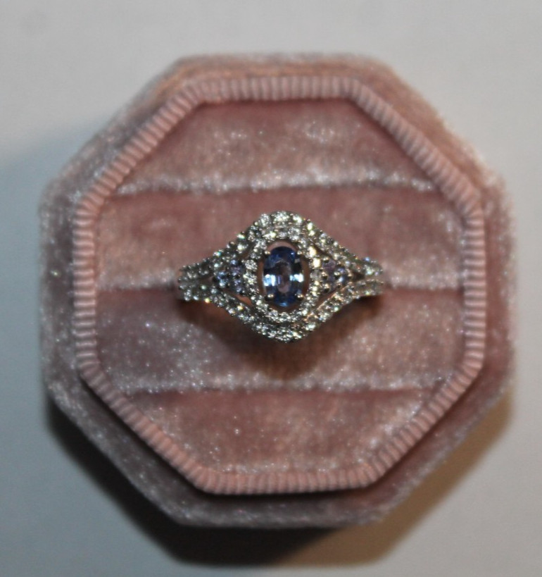 Tanzanite and Diamond 925 Silver Ring Size 7, STS Karis