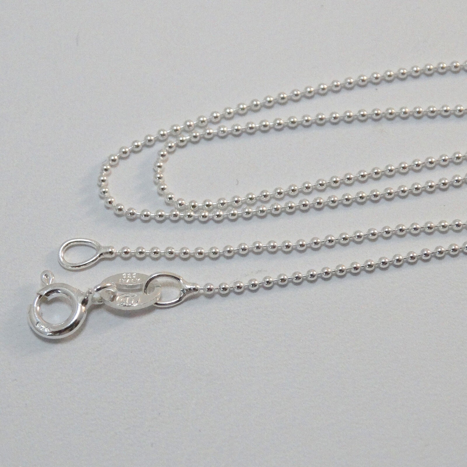 1mm Ball Bead Chain Necklace – 925 Sterling Silver -16″, 18″, 20″, 22″, 24″, 30″