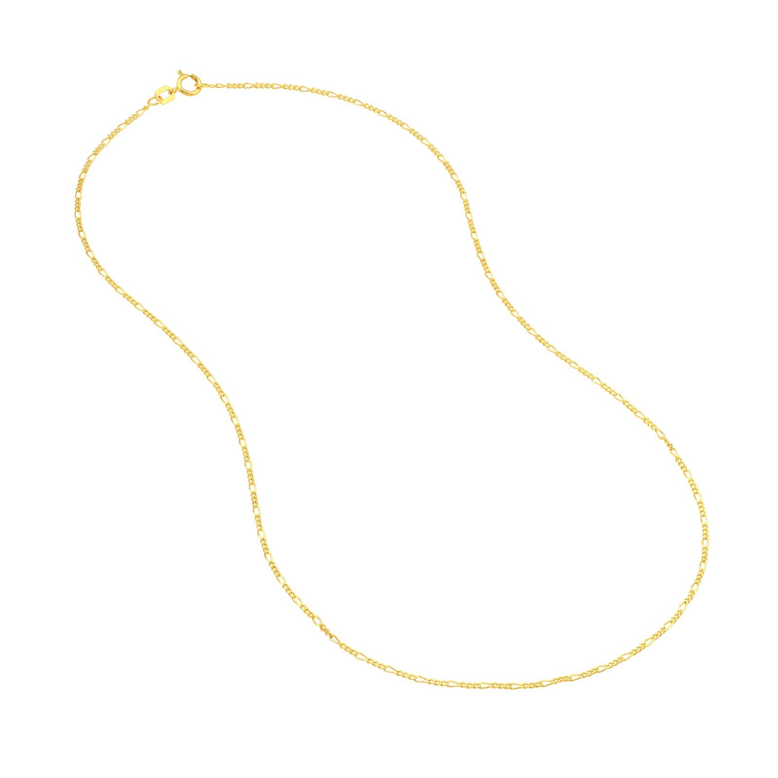 1.28mm Concave Figaro Chain Necklace Real 14K Yellow Gold