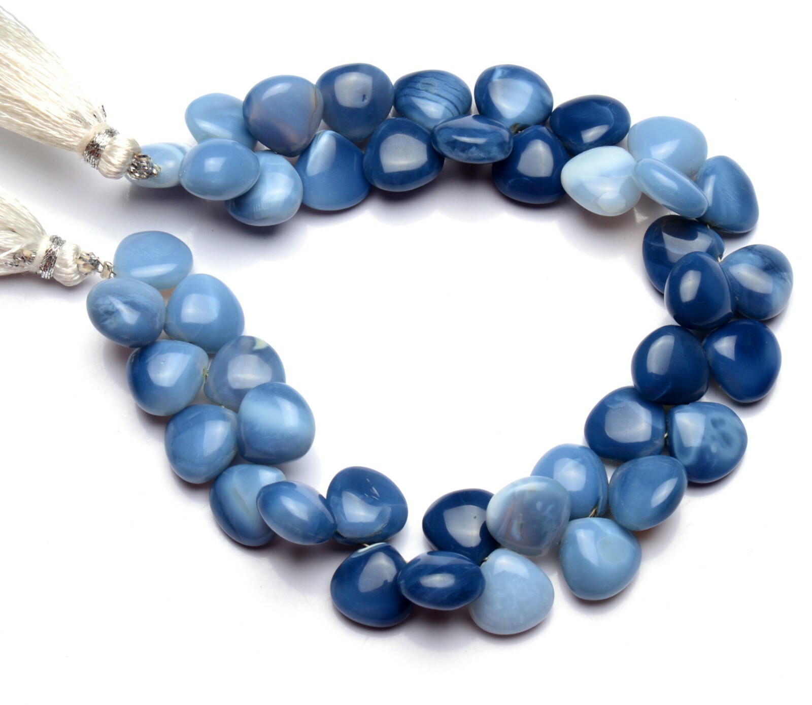 Natural Gem Peru Blue Opal 10mm Approx. Size Heart Shape Beads 8″ Strand 131Cts.