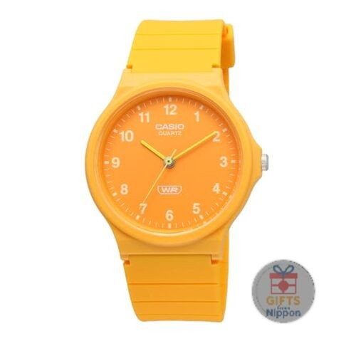 Casio MQ-24B-9B Quartz Analog Watch 34.9mm Biomass Plastic Band Orange Yellow