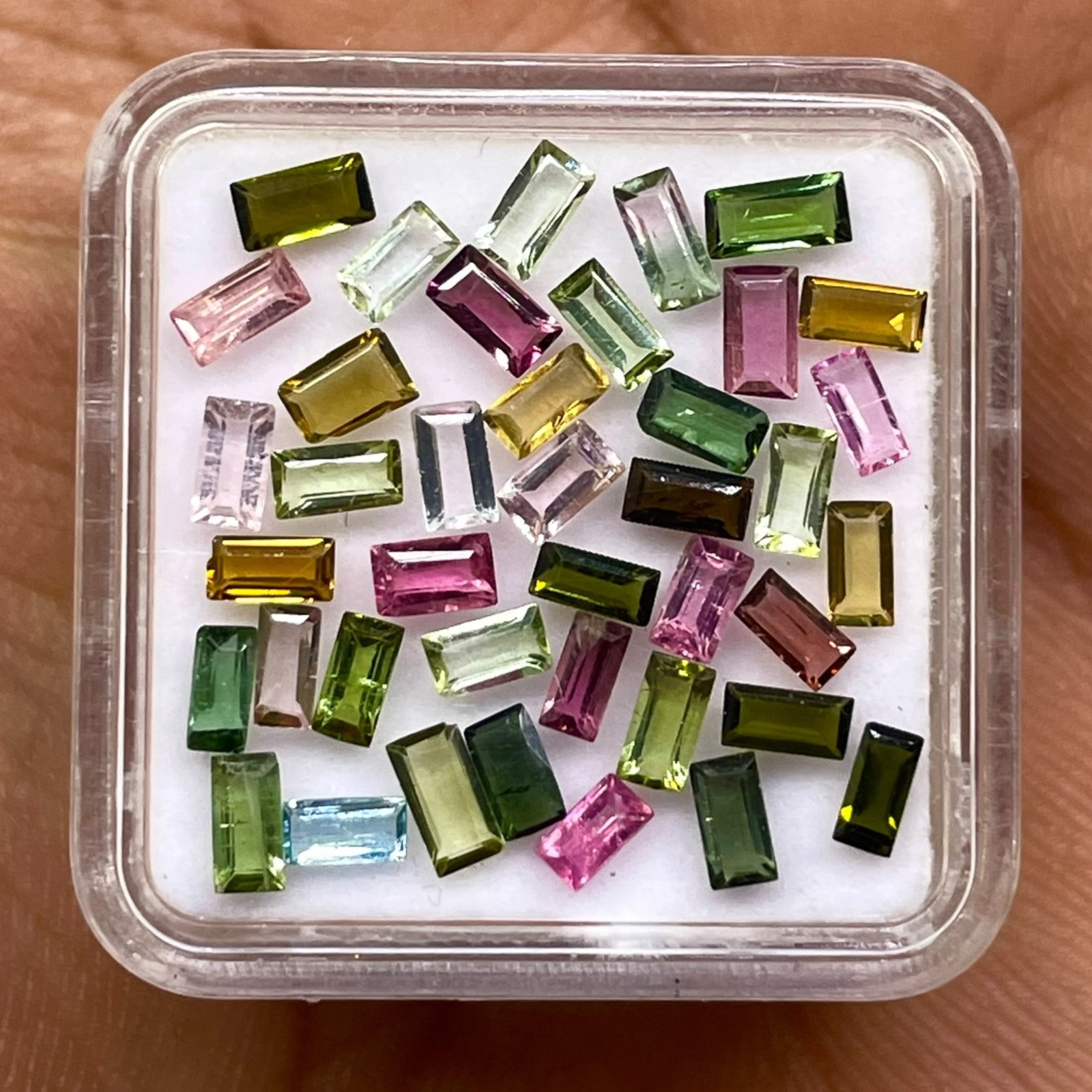 40 Pcs Natural Multi Tourmaline 3.9-4.7mm Baguette Cut Loose Untreated Gemstones