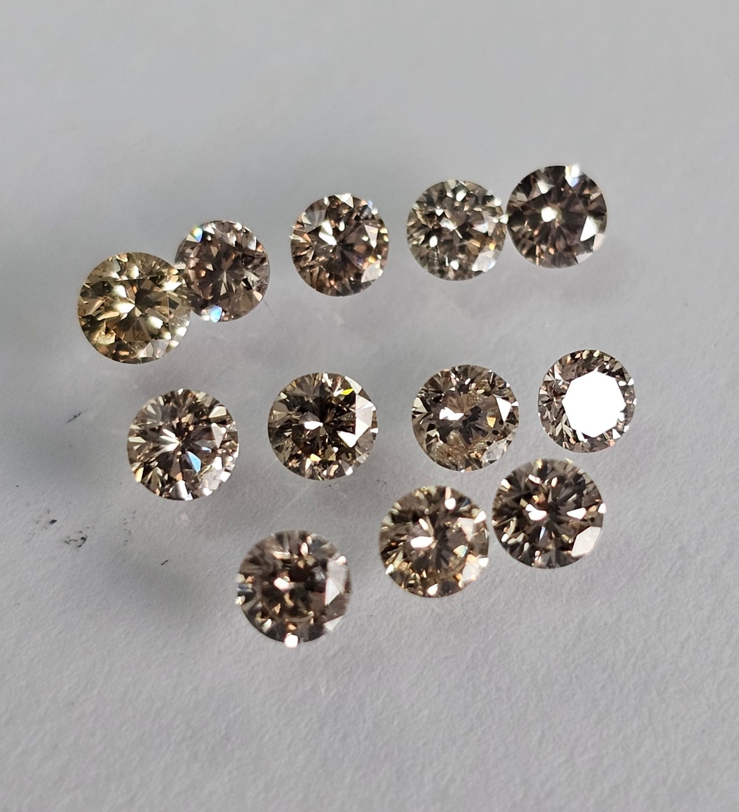 0.20CT (2pcs) 3MM Natural Brown Champagne Brilliant Cut Pair of Diamond Loose
