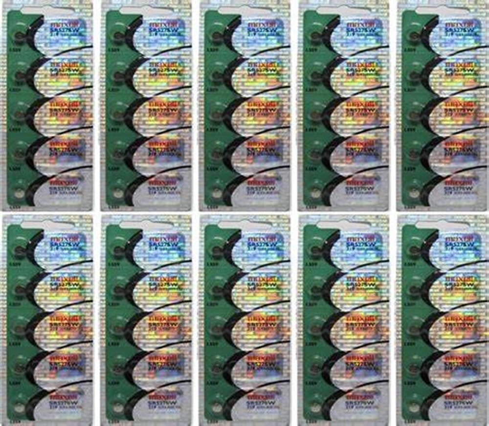 Fifty (50) Maxell 319 SR527SW Silver Oxide Watch Batteries Free Ship w/Tracking