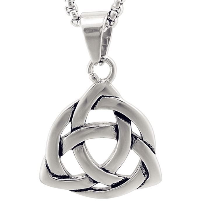 New Irish Celtic Triquetra Trinity Knot Pendant Necklace Alloy Steel Set
